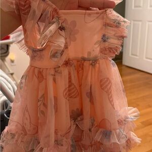 Floral Ruffled Peach Dress